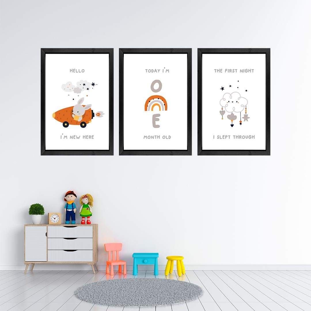 Kids Room Wall Art Frames Set of 3