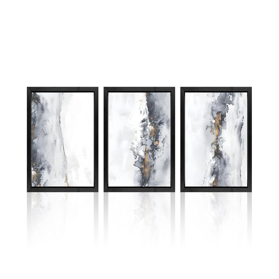Abstract Black White and Gold Wall Panels