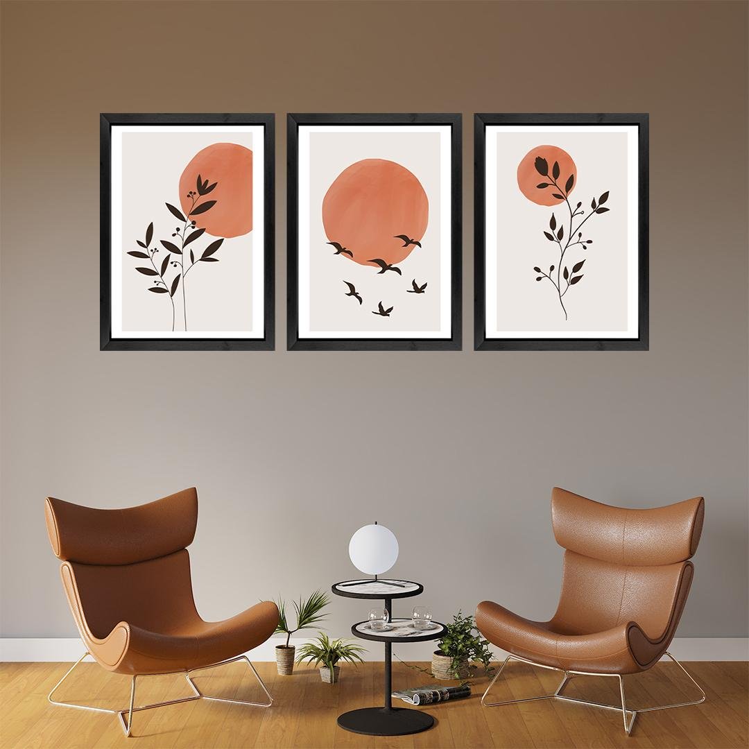 Terracotta Sun Abstract Panels Set of 3