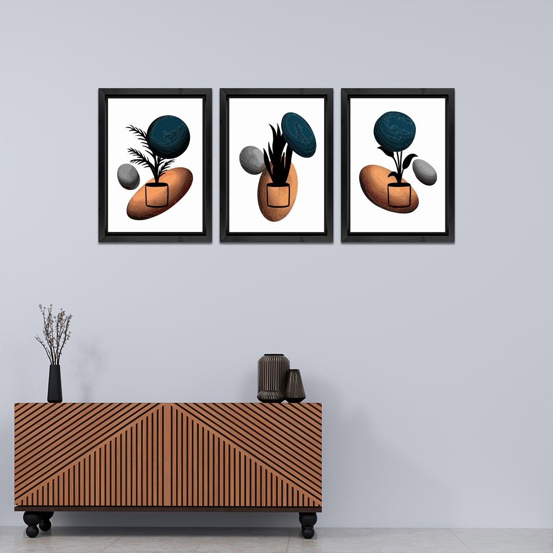 Flower Leaf Abstract Wall Art Set of 3