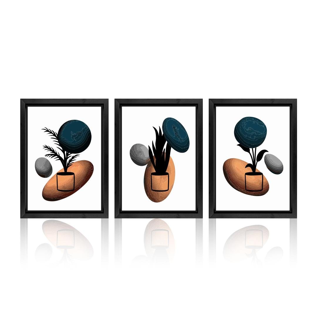 Flower Leaf Abstract Wall Art Set of 3