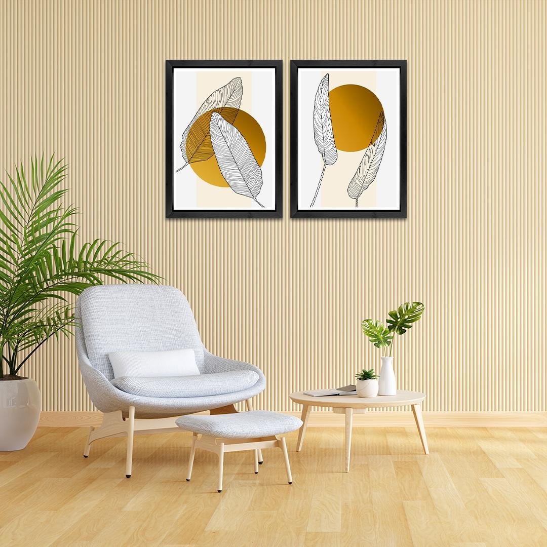 Set of 2 Boho Leaf Line Art