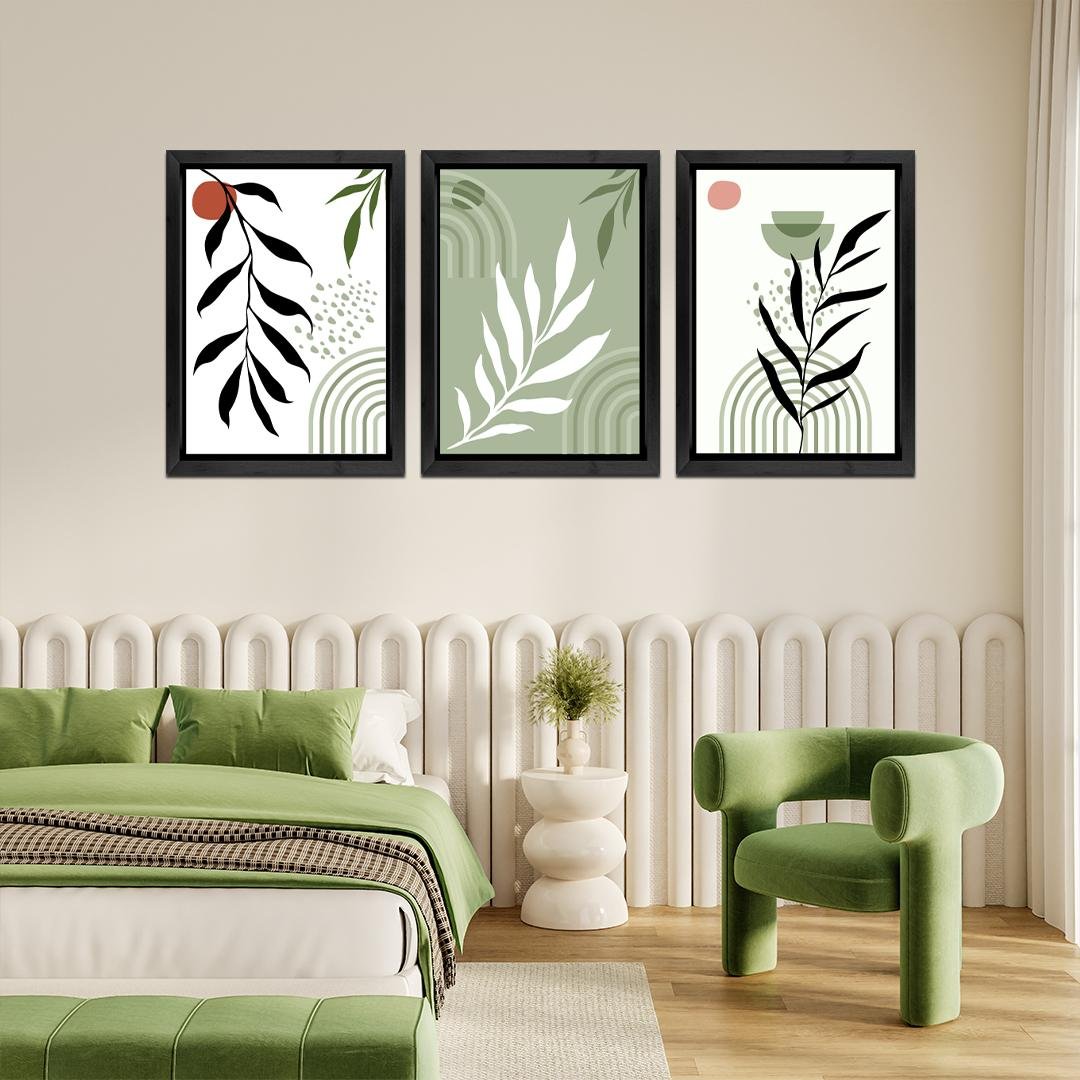 Set of 3 Sage Green Boho Wall Art Frames