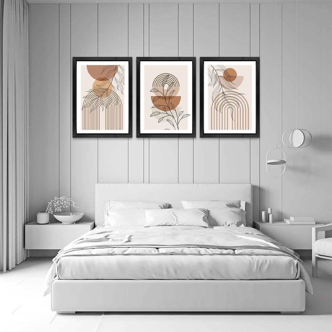 Set of 3 Elegant Abstract Leaf Wall Art Frames