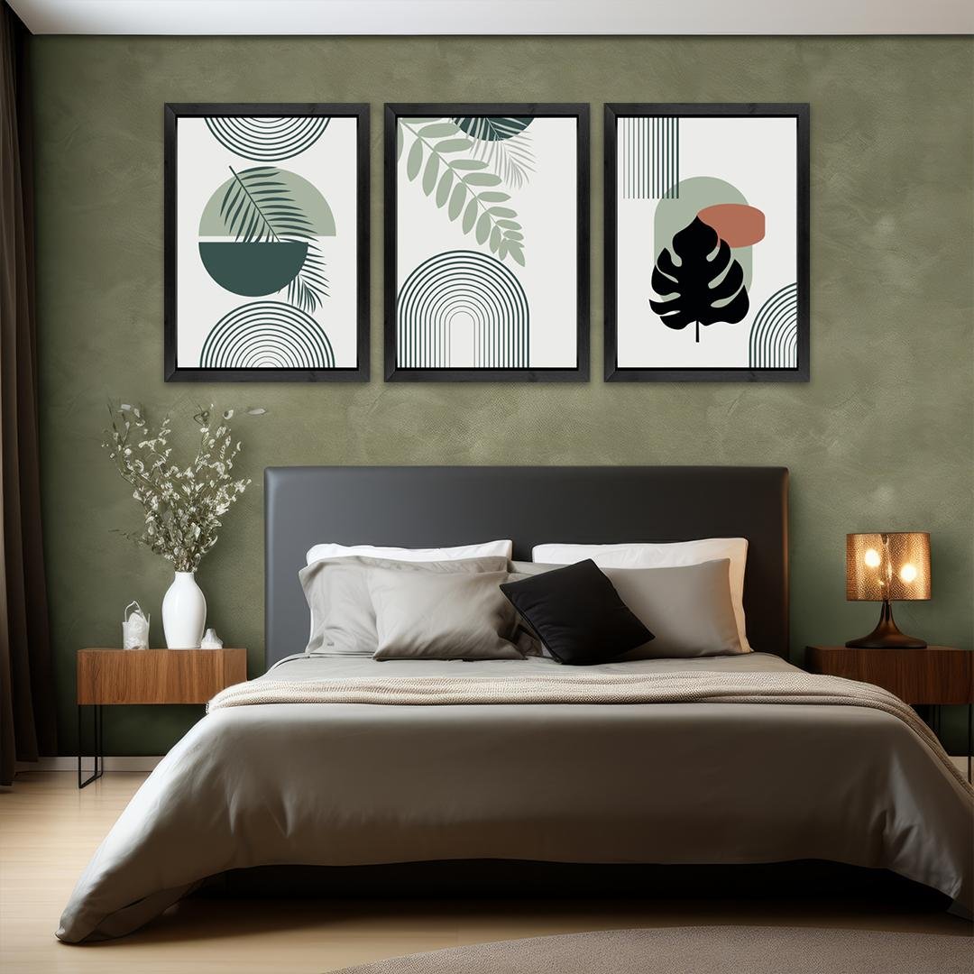 3PCS Green Minimalist Botanical Wall Art Frames