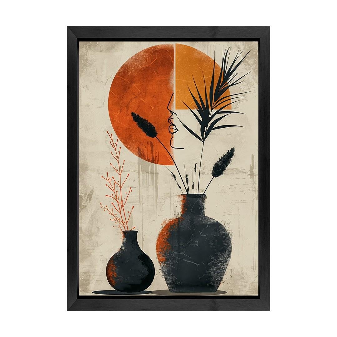 Modern Abstract Botanical Wooden Wall Art Frame – Set of 2